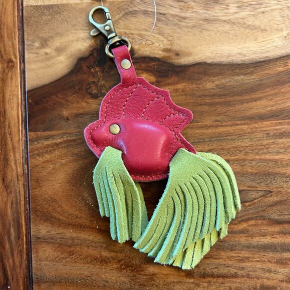 Portland Leather Betta Fish Purse Charm FAST SHIP LIME - Picture 3 of 3